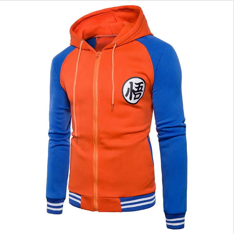 

2019 Cartoon Dragon Ball Z Goku Hoodie Sweatshirt Men Casual Slim Fit Zipper Hoodies Sweatshirts Men Hooded Baseball Jacket