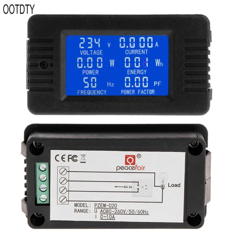 OOTDTY 6в1 цифровой AC 80 ~ 260 в монитор энергии напряжения тока кВт ч Ватт метр