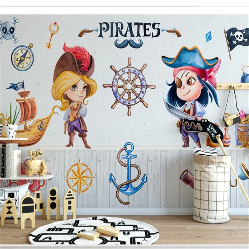 

wellyu Custom wallpaper papel de parede Nordic modern minimalist cartoon pirate children's room background wall mural