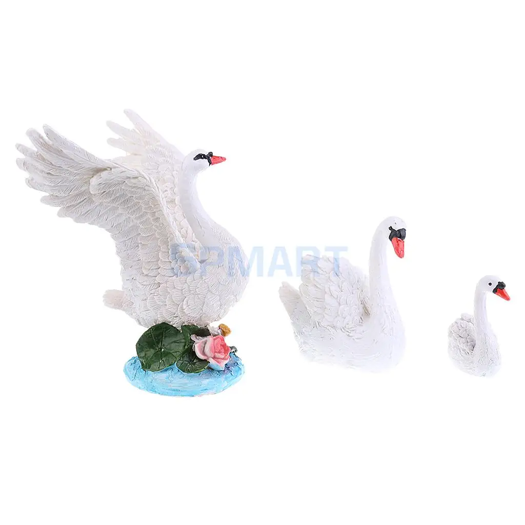 Indoor Outdoor Garden Decor Resin Swan Family Figure for Backyard Decoration