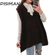 DISIMAN свободный свитер, свободный свитер жилет женская зимняя одежда школьная Жилеты для девочек сексуальное нижнее белье с глубоким v-образным вырезом на весну женские свитера