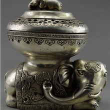 Рождественские украшения для дома+ коллекционные украшения старый ручной работы тибетский гравировка серебром Слон ладан горелка