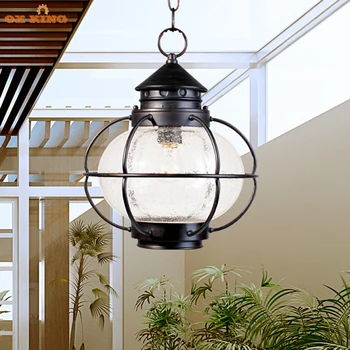 

Waterproof simple pendant lamps modern outdoor pavilion big hanging lamp balcony corridor courtyard villa lighting lights ZL383