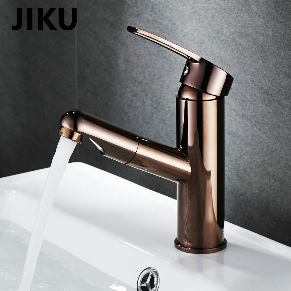 

JIKU High Platform Basin Faucet Single Handle For Hot And Cold Water European Style Bath Gold Ceramic Basin Faucets