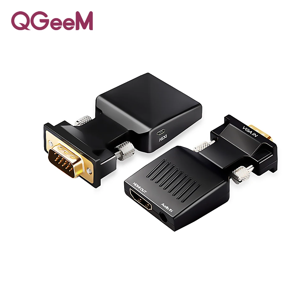 QGEEM HDMI в VGA конвертер с аудио Full HD VGA в HDMI адаптер с видео выходом 1080P HD для ПК ноутбука в HDTV проектор