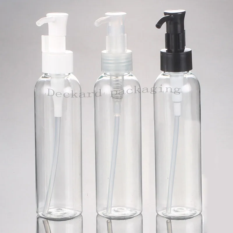 50pcs 150ml empty transparent pump bottle with pump cap for cosmetic