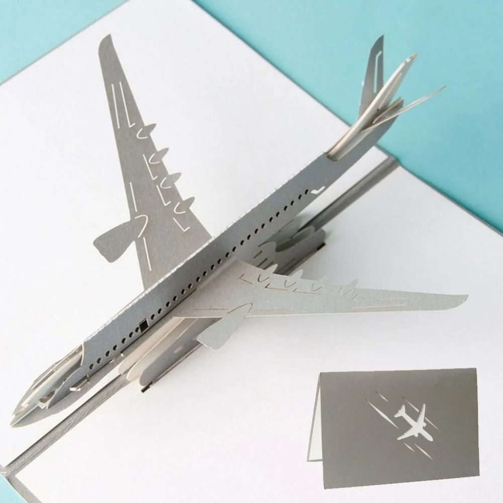 3D Pop Up Airplane Greeting Cards Christmas Birthday Valentine Invitation-Y102 greeting cards