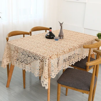 

European Embroidered Tablecloth For Table Cover Rectangular Hollow Coffee Table Cloth Water-soluble Lace Tablecloths Home Decor