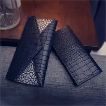 Three fold wallet Female 2017 Crocodile pattern Korean long section of women’s wallet Genuine Leather Clutch Purse 22 – color ba