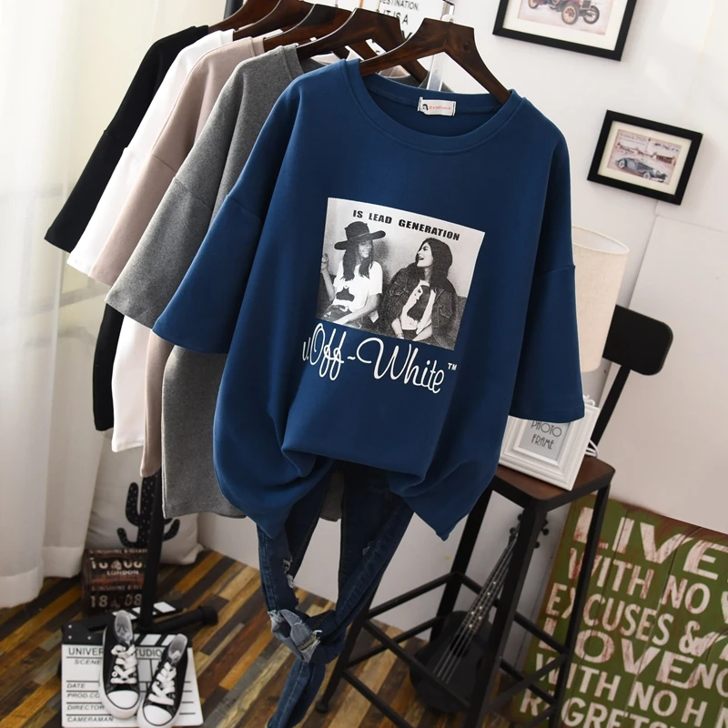 

2019 New Spring Women Thick Loose Tee Shirts Half Sleeve Fashion Soft Cotton Casual T Shirts Batwing Sleeve O Neck Oversize Tops
