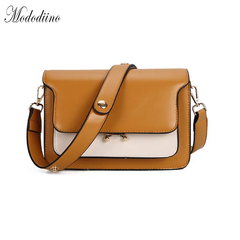 

Mododiino Contrast Color PU Leather Crossbody Bags For Women Chain Lock Lady Shoulder Messenger Bag Purses And Handbags DNV1062