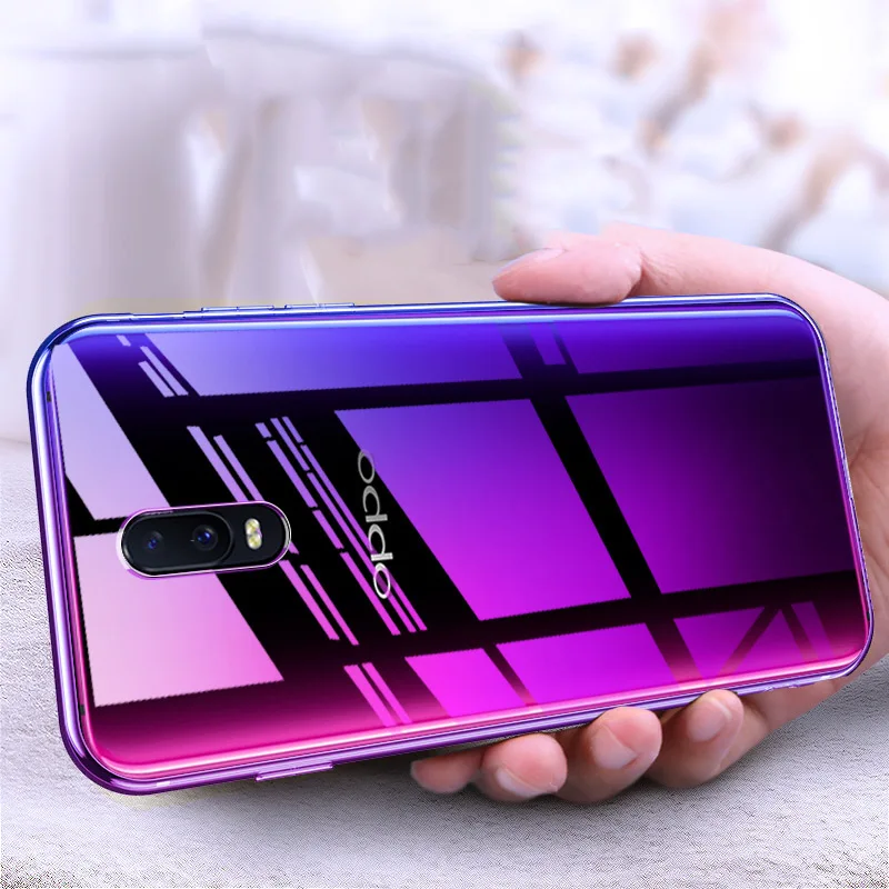 

For OPPO R17 For reno For r17pro Clear Anti-drop silicone glass ultra-thin soft shell Plating color edge case cover