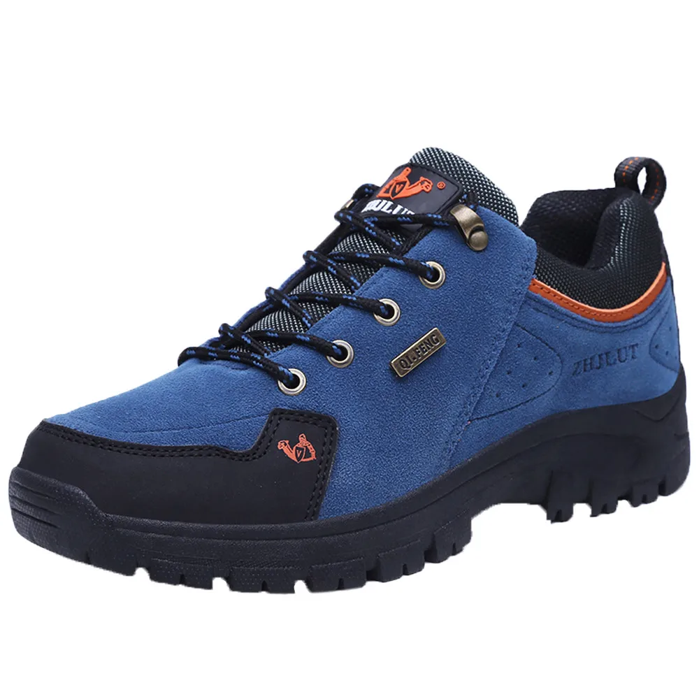 Hamsgend нескользящая подошва-износостойких амортизация альпинистская обувь для мужчин большие размеры спортивные туфли модные Пеший Туризм обувь - Цвет: Синий