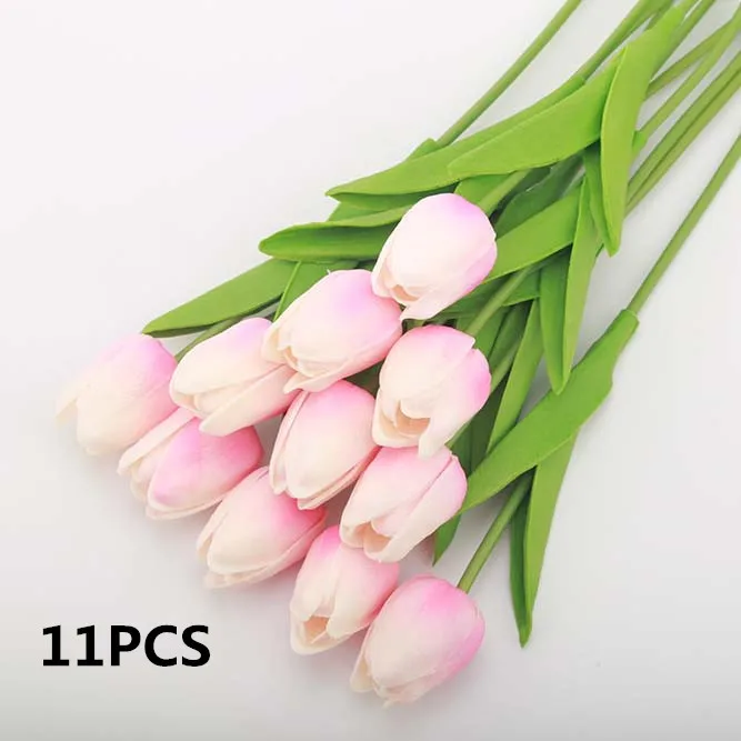 light pink Zonaflor 11 шт./лот искусственный цветок полиуретан на ощупь как настоящий Тюльпан для свадебных цветов букет невесты домашняя декоративная коробка упаковка - Цвет: light pink