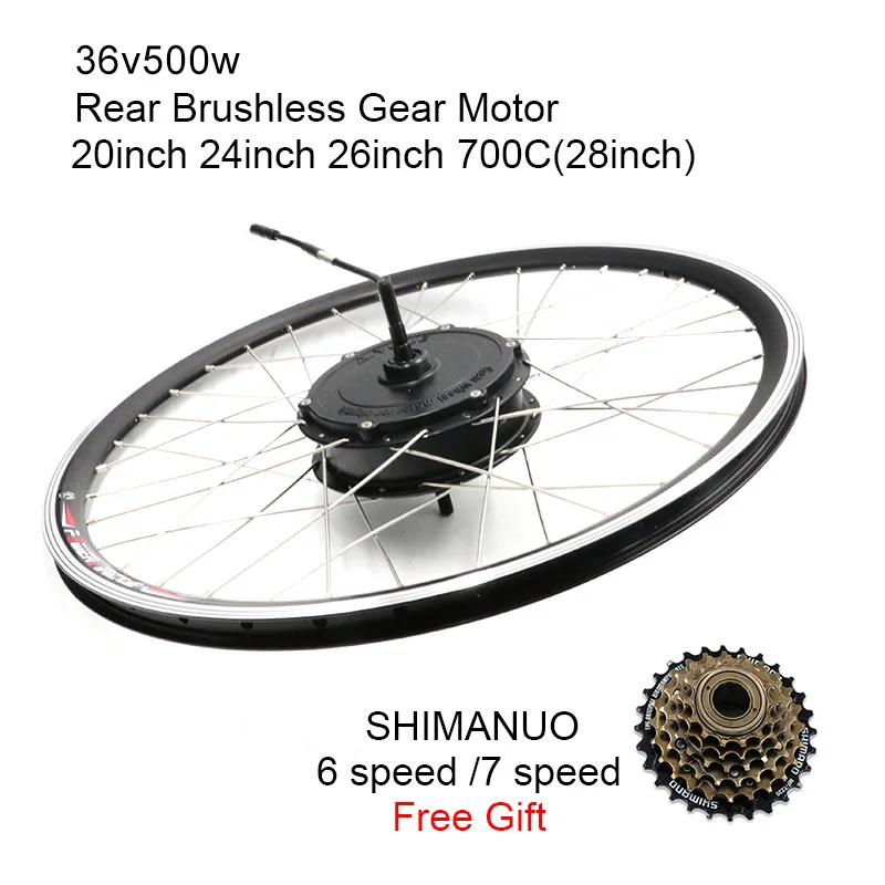 Flash Deal JS 36V500W Electric Bike Conversion Kit 20" 24" 26" 700C(28") Rear Hub Motor Wheel e Bike Electric Bike Kit bicicleta electrica 3