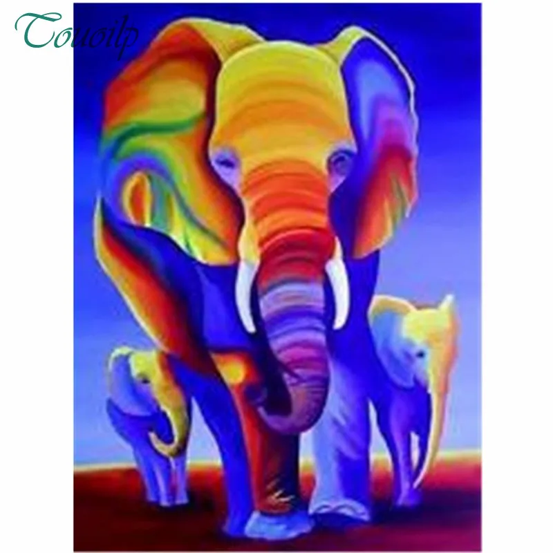 Touoilp 5d diy Elephant Diamond Painting Full Animal Cross Stitch Mosaic Round Rhinestone 5D DIY Decoration Art Gift | Дом и сад