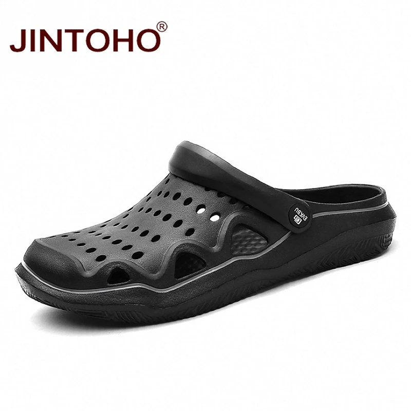 JINTOHO/модные мужские сандалии Повседневное Для мужчин обувь дышащая сандалии для Для мужчин летний мужской Босоножки, шлепанцы Повседневное пляжная обувь - Цвет: black
