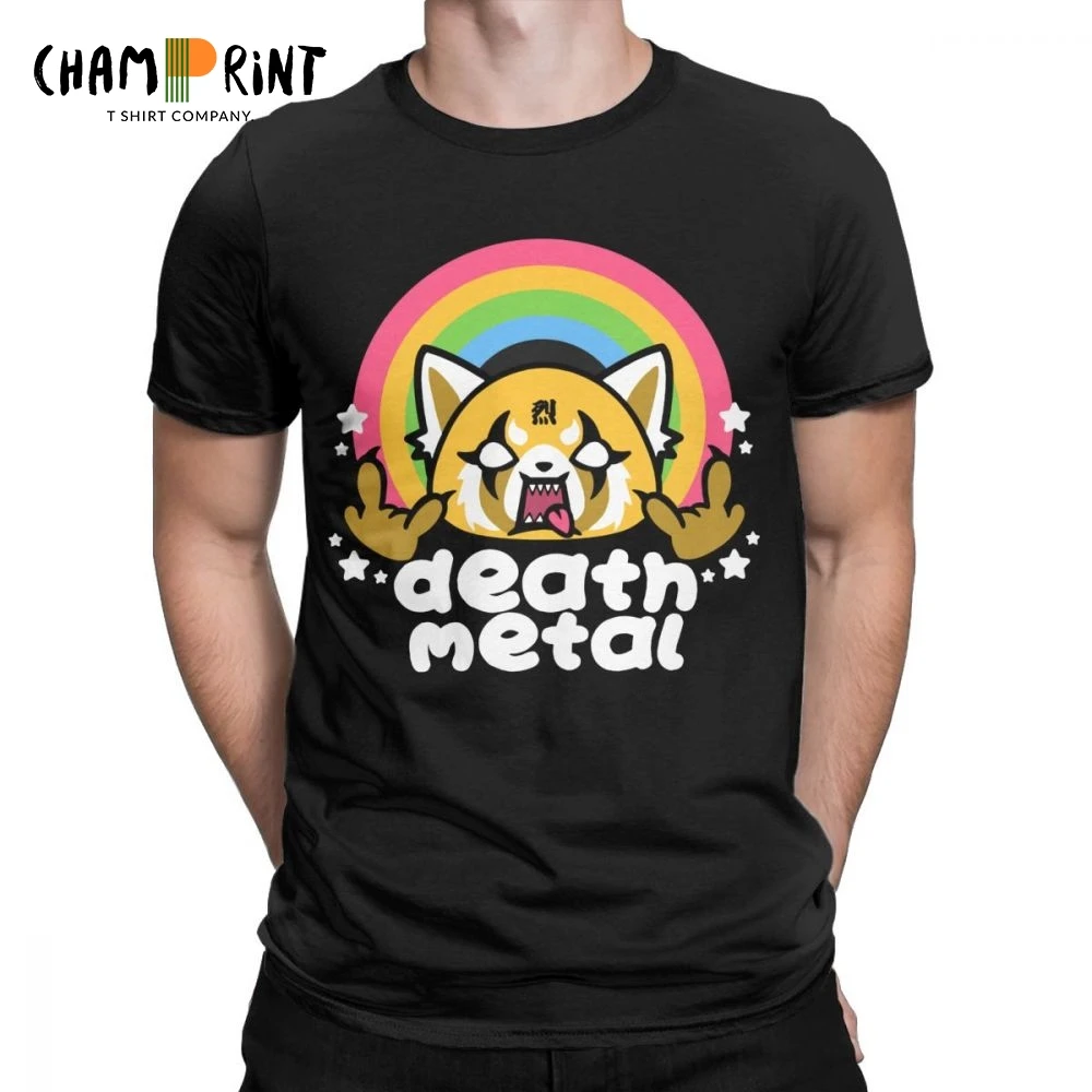 

Death Metal Aggretsuko Men T-Shirts Aggressive Retsuko Funny Cotton Tee Shirt Short Sleeve T Shirt Birthday Present Clothes