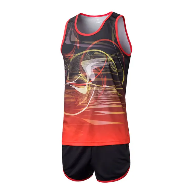 Men Sport Suits Marathon Clothes Vest+Shorts 2 pieces set Racing kits