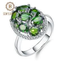 GEM'S BALLET 925 Sterling Silver Cocktail Ring 3.43Ct Ct Natural Chrome Diopside Gemstone Rings Fine Jewelry for Women Gift