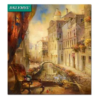 

Beautiful building 5d DIY diamond painting drill square rhinestones glued craft home decoration diamond embroidery painting