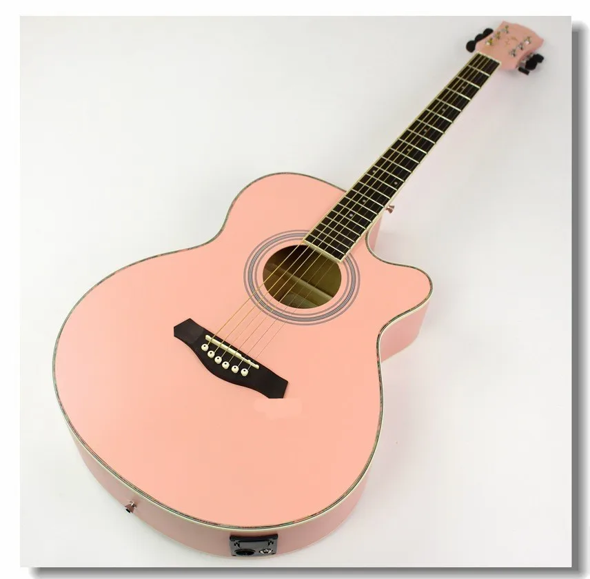 Compra guitarra acústica de color rosa online al por mayor