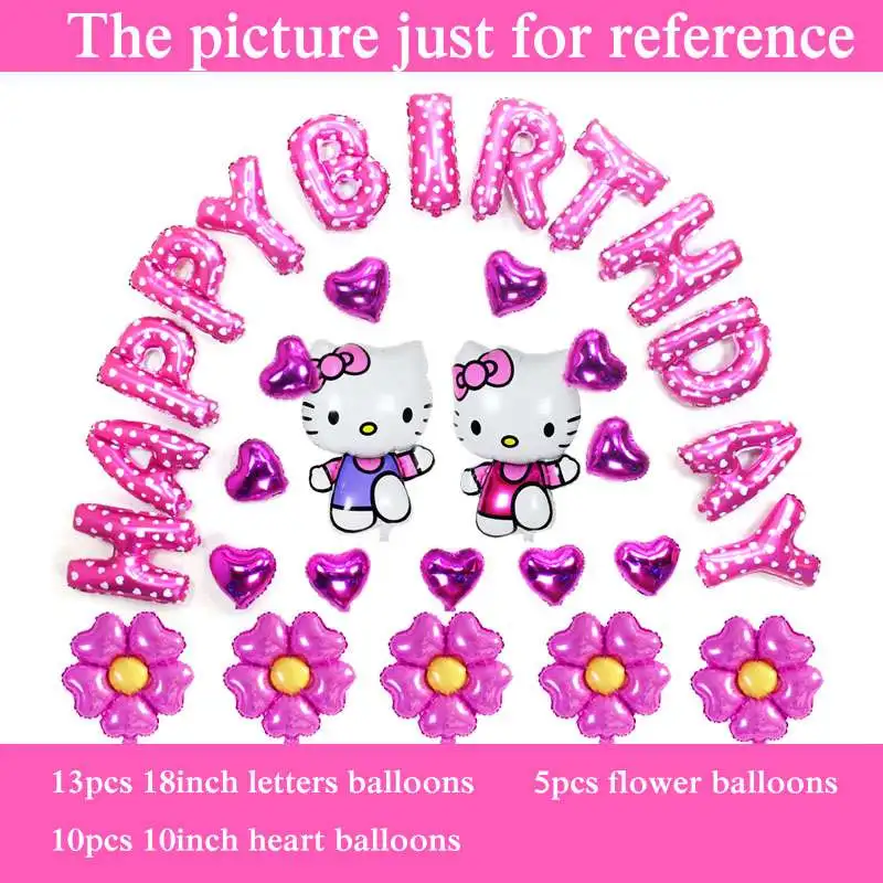 30pcs pink happy birthday letters balloon b2 hello kitty foil balloon
