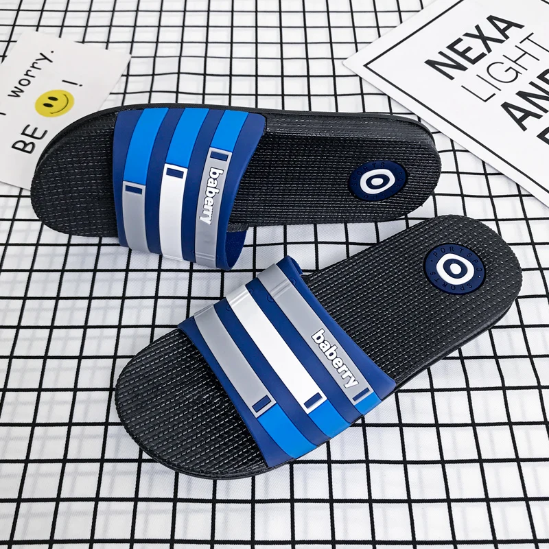 

Home Shoes For Men Flat Bathroom Slippers Blue Red Seaside Sandals Slippers Summer Outdoor Walking Slides Fashion Casual Shoes