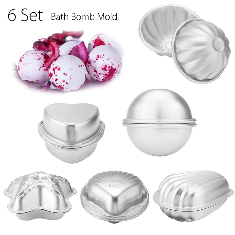 12 قطع المعادن الألومنيوم قالب فقعات الحمام قوالب القصدير كرات الاستحمام الفوارة صنع المعجنات العفن DIY كرات الاستحمام الفوارة الملح صنع الاس...