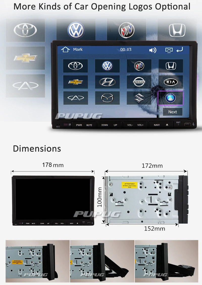 Cheap Universal 2 Din 7" In Dash Car Electronics DVD Player GPS 2din Car Stereo /Radio/FM/USB/SD/Bluetooth/ Free Map+Free 3G dongle 8