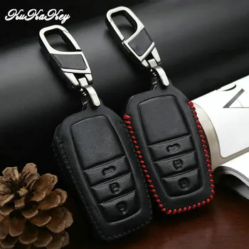 

Leather Car Smart Key Case Cover For Toyota Avensis Corolla CHR Yaris Prius Camry Land Cruiser Prado 150 Key Ring Shell Fob