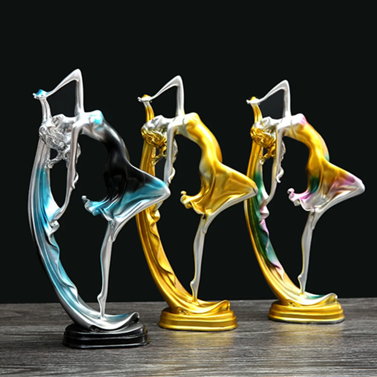 

Elegant Dancing Girl Decoration Resin Art Deco Sculpture Abstract Statue Decorations