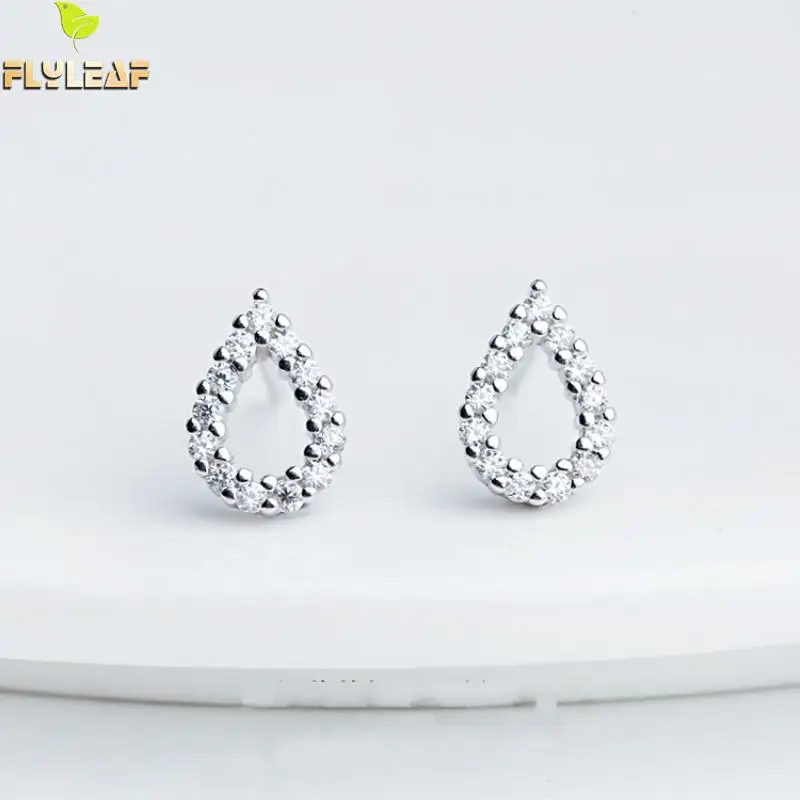

Flyleaf 2018 New 925 Sterling Silver Earings Hollow Water Drop Mosaic Cubic Zirconia Stud Earrings For Women Earrings Zirconia