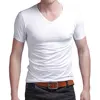 MYDBSH informal-Camiseta de manga corta para hombre, camisetas con cuello en V, color sólido, algodón, negro/gris/verde, 2022 ► Foto 3/6