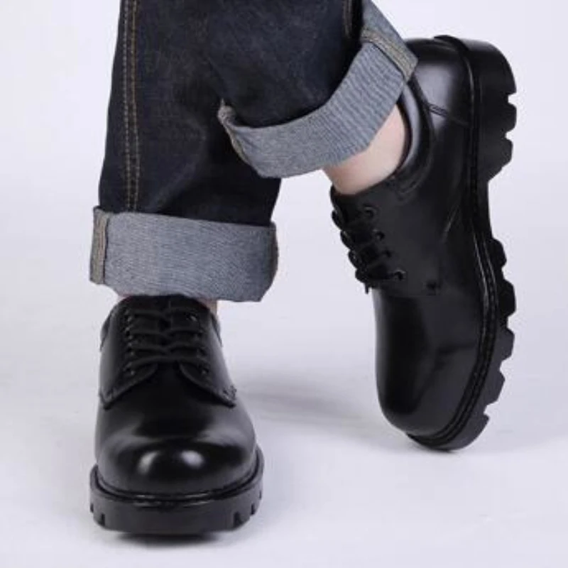 Мужская кожаная Рабочая обувь; Высококачественная Мужская обувь в стиле милитари; безопасная мужская обувь на плоской толстой подошве; большие размеры 48-39