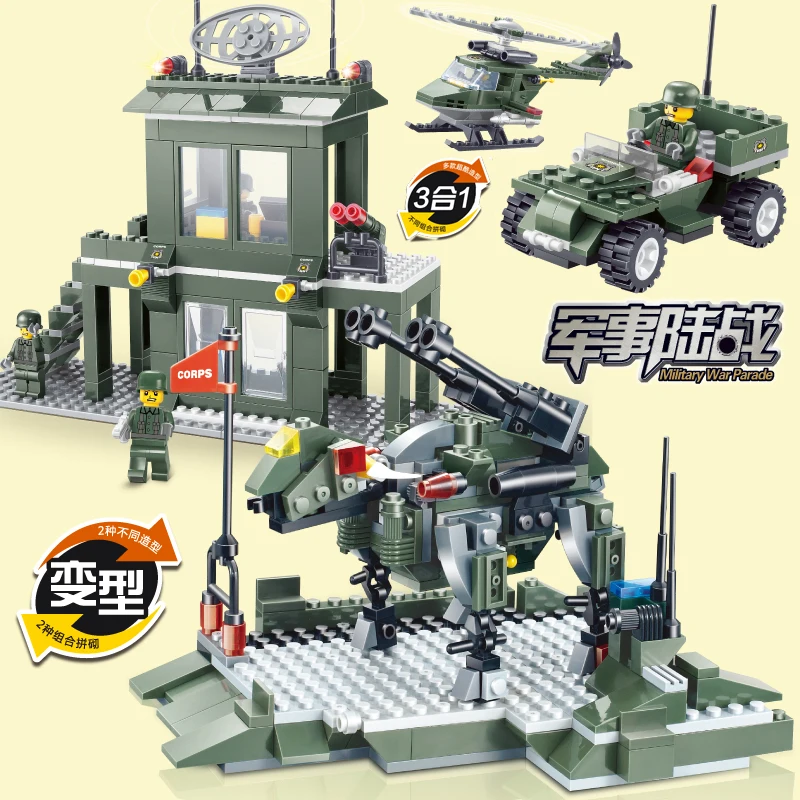 

JIE STAR 23020 DIY Educational plastic 3 in1 children toys 425pcs Building Block Military Series Sets