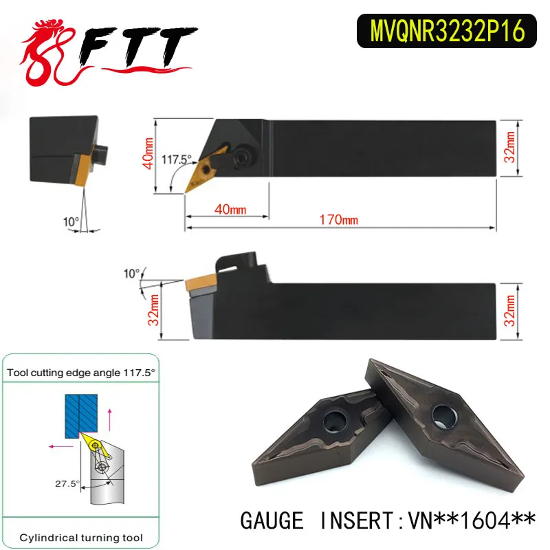 Mvqnr3232p16 117.5 градусов внешняя Расточные Инструменты держатель для vnmg160404 vnmg160408 используется на станках с ЧПУ Токарные станки машины