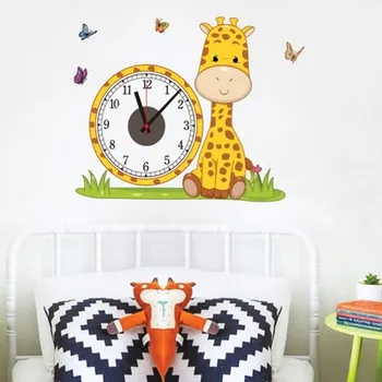 

2016 hot Giraffe diy real wall electron clock stickers home decoration living room children baby bedroom decorative wallpapers