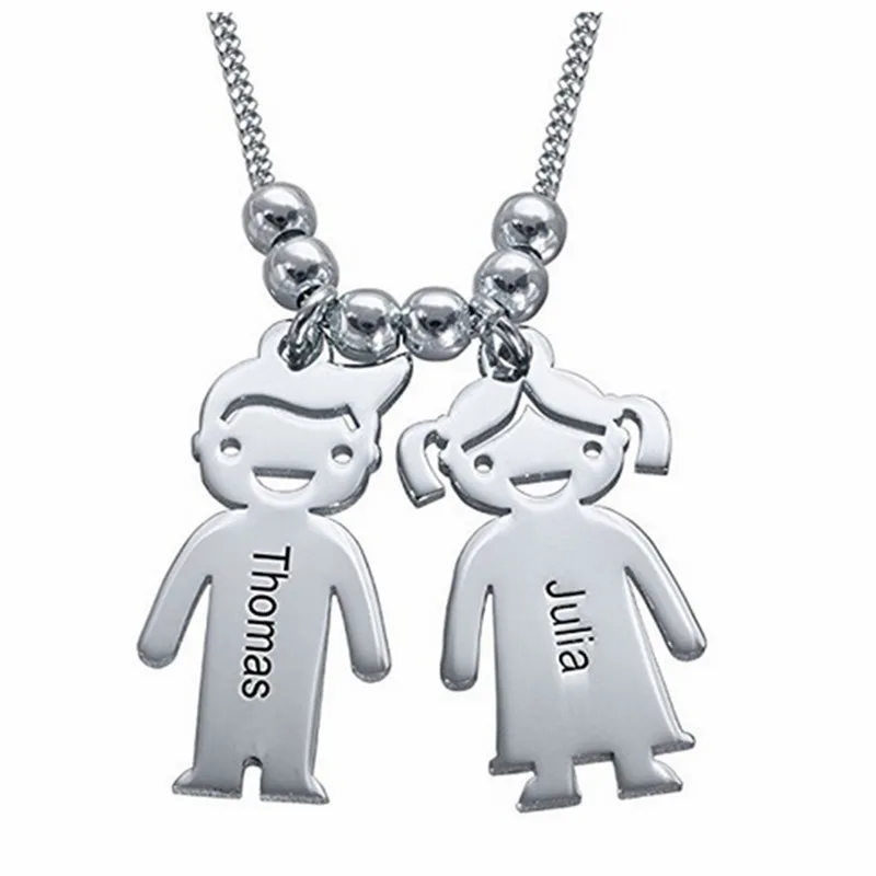 Customized Baby Boy Girl Pendant Necklace 925 sliver Engraved Name Date
