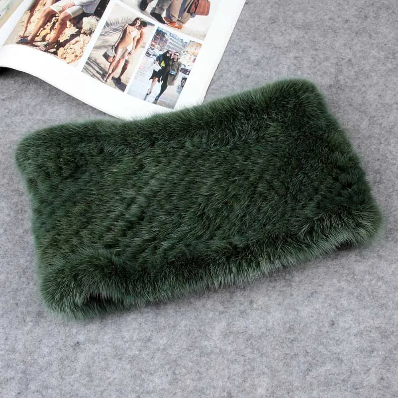 mink fur headband green color