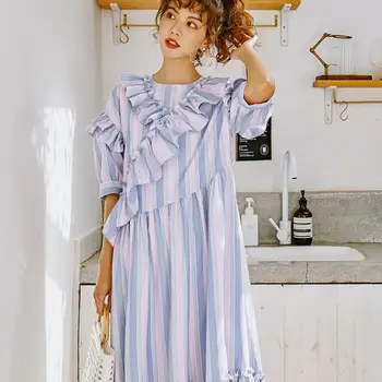 

2019 Summer Runway Designer Ruffle Dress Women Short Sleeve Luxury Rainbow Color Swing Dress Casual Party Vestidos