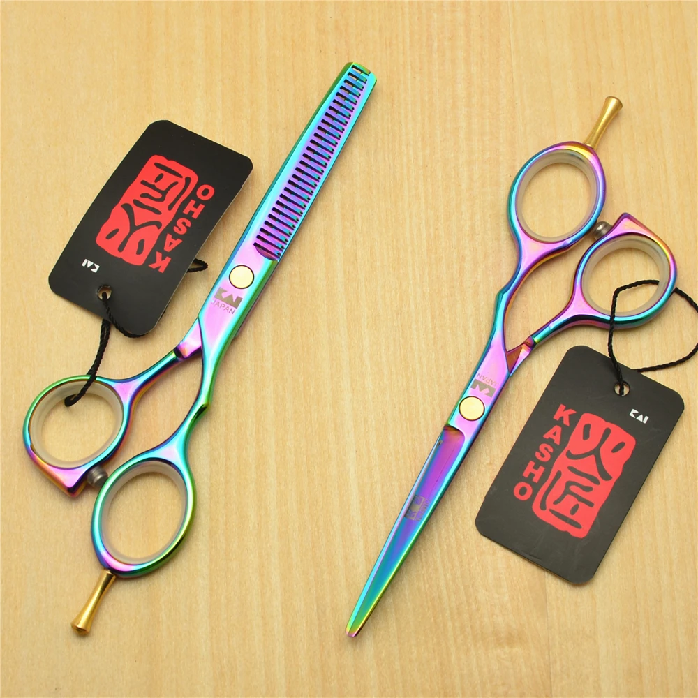 1014H 5.5'' Brand Kasho Purple Colour TOP GRADE Hairdressing Scissors Japan 440C Cutting Thinning Shears Hair | Красота и