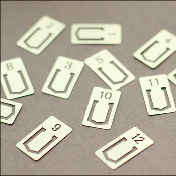 

12 PCS/LOT Metal digital Bookmark Digital Clips Creative Number Bookmarks