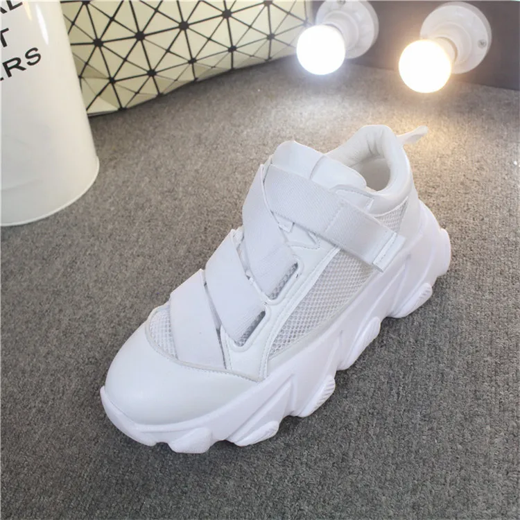 COOTELILI Spring Women Sneakers Breathable Women Flat Platform Shoes Woman Casual Creepers Women Shoes - Цвет: white