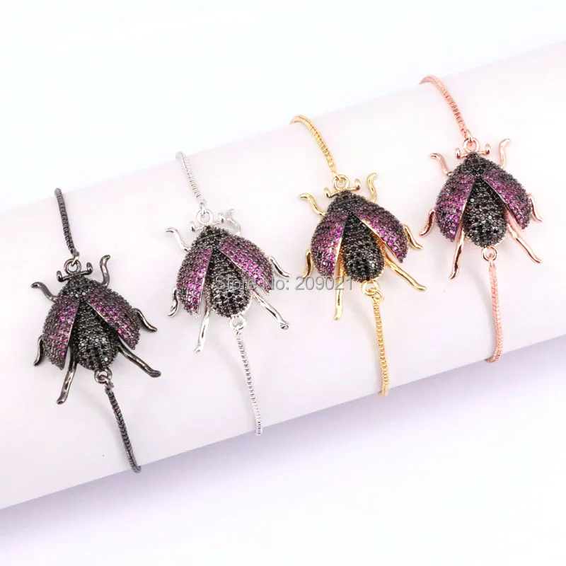 Модные новые 8 шт многоцветный микро Pave CZ насекомые регулируемые браслеты с шармами размер для женщин