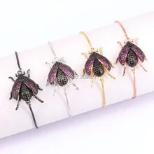 Модные новые 8 шт многоцветный микро Pave CZ насекомые регулируемые браслеты с шармами размер для женщин