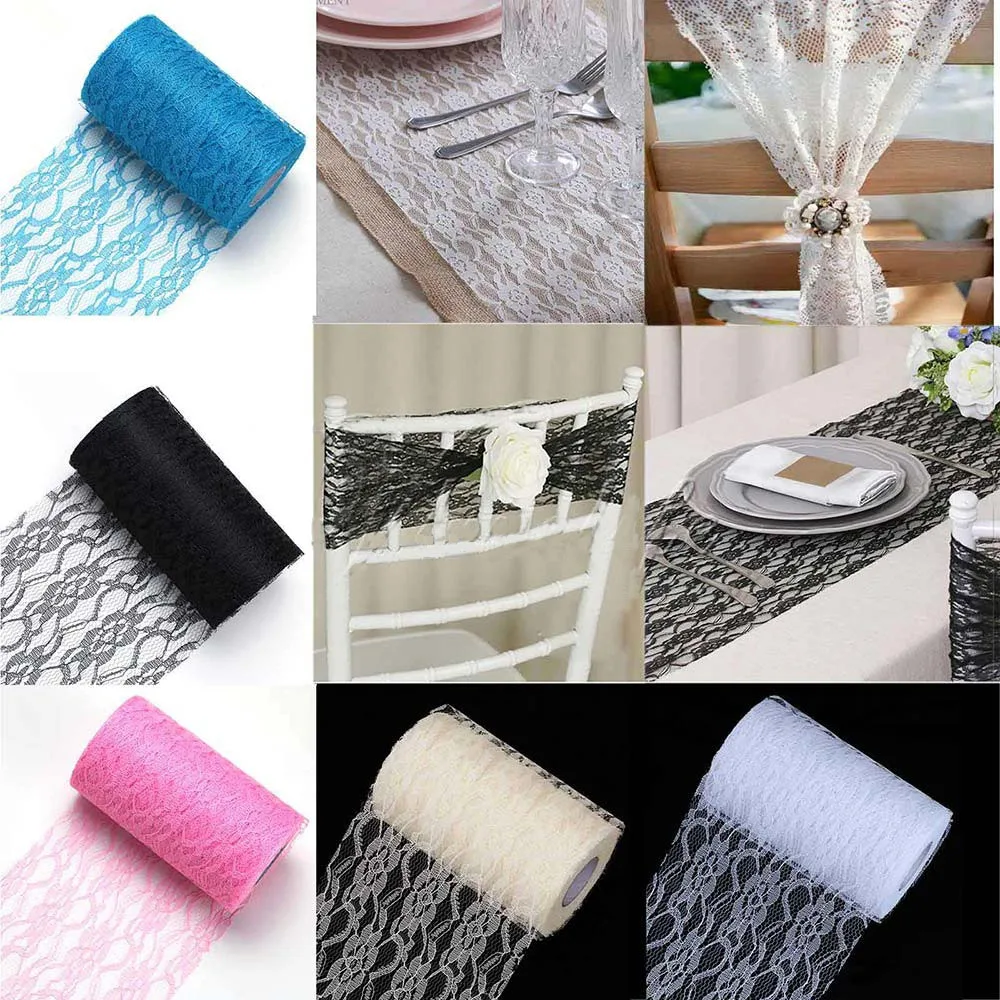 22m Lace Tulle Roll Chair Sash Table Runner Tulle Fabric Spool Party