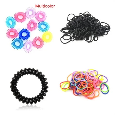 2019 New Telephone Wire Elastic Hair Bands For Hair Ties No Crease Colorful/Black Hair Rope Spring Gum Hair Accessories