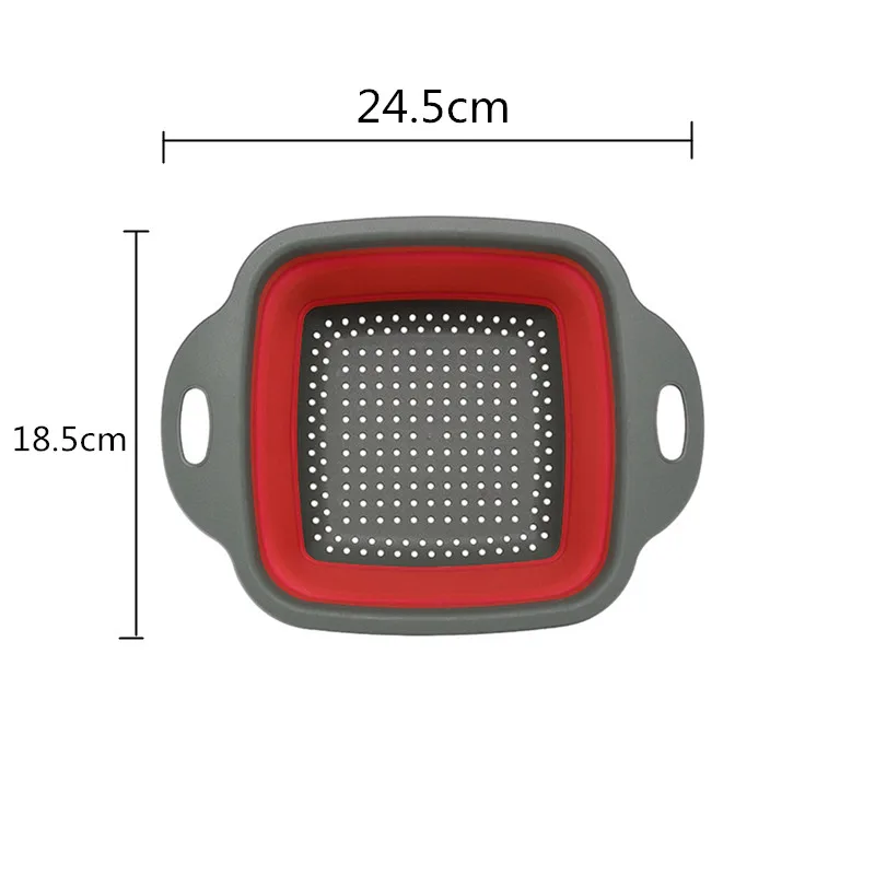 1 шт. квадратный фильтр Силиконовый складной корзина для мытья фруктов и овощей фильтр с ручкой дуршлаг кухонный инструмент - Цвет: small