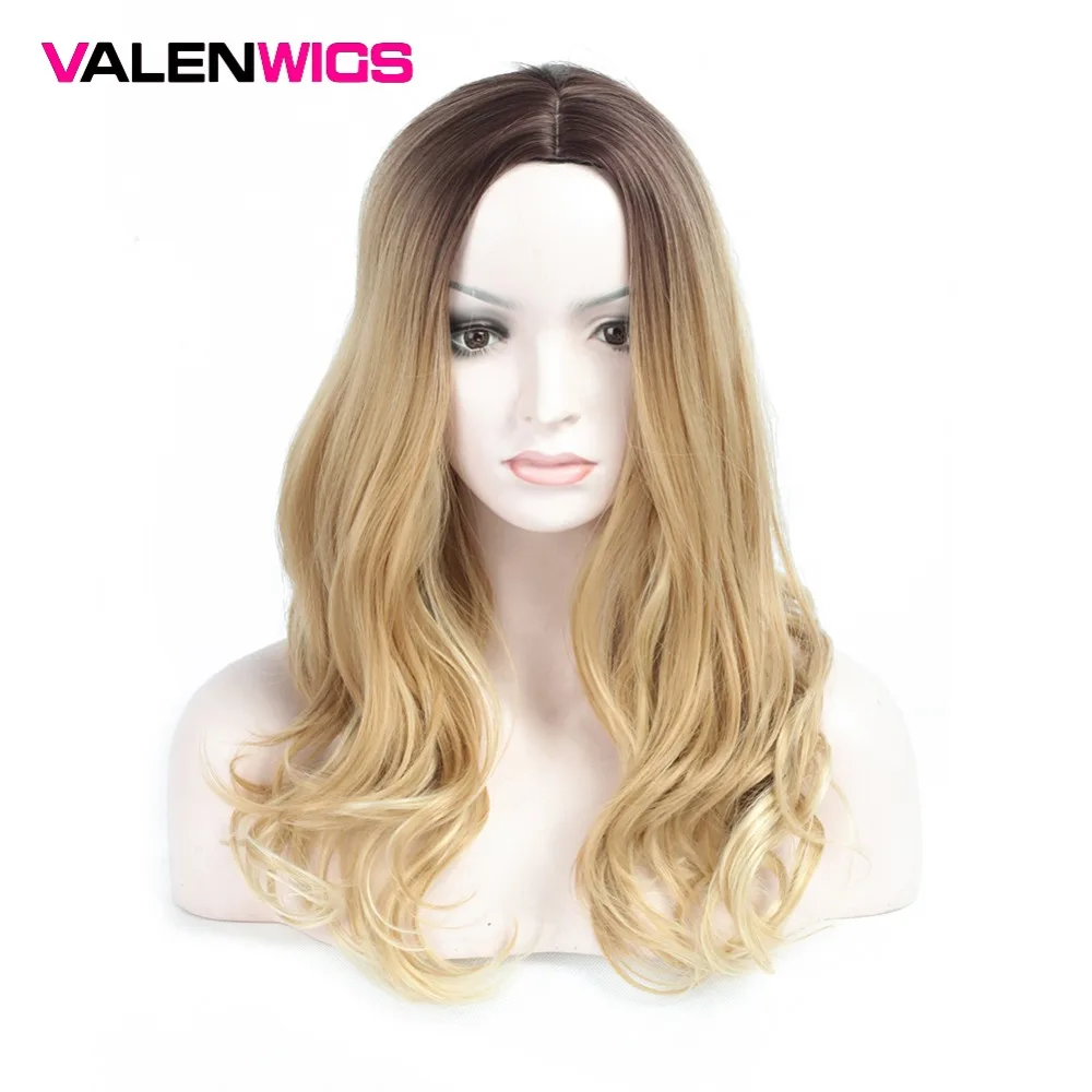 Valenwigs Ombre коричневые Длинные Синтетические парики высокое Температура волокна 24 inch 60 см для коричневый Для женщин длинное тело волнистые